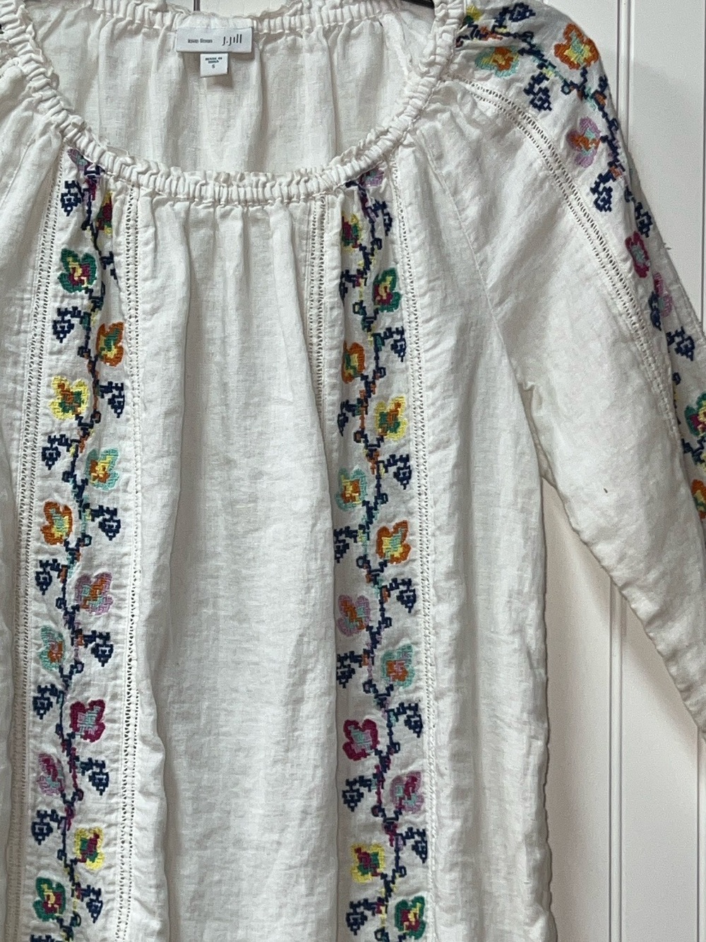J. Jill Love Linen Prairie Top S Shirt